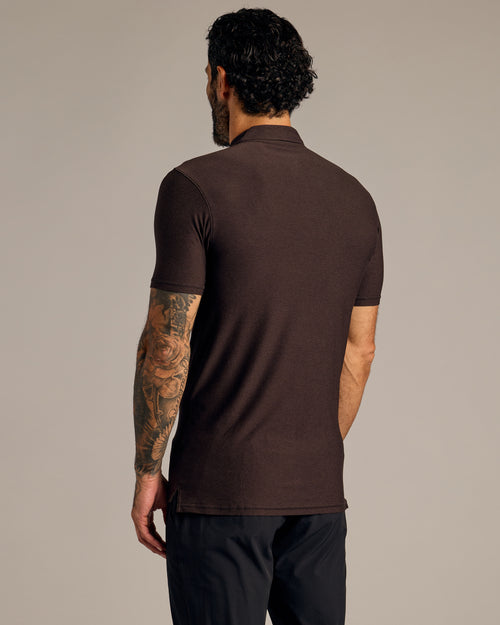 Dark Heather Cocoa Short Sleeve Tall Active Polo