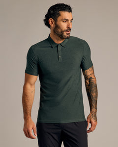 True ClassicDark Heather Forest Short Sleeve Tall Active Polo