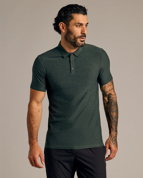 Dark Heather Forest Short Sleeve Tall Active Polo