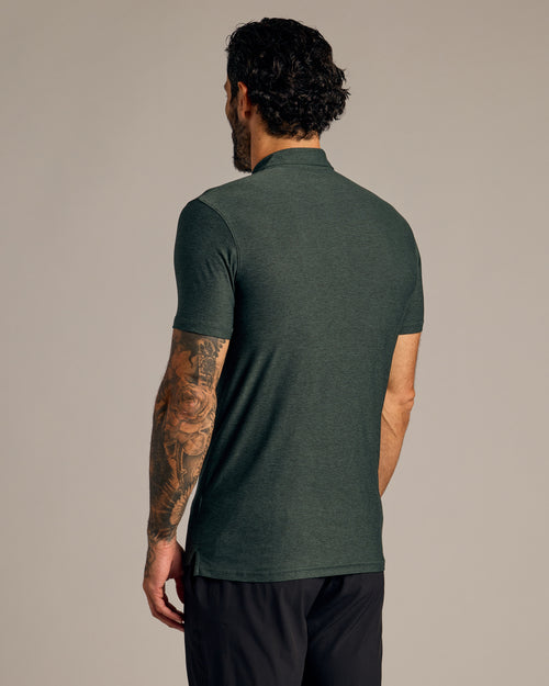 Dark Heather Forest Short Sleeve Tall Active Polo