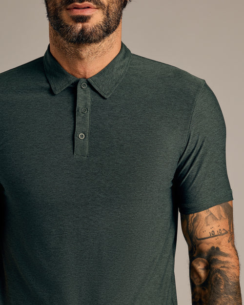 Dark Heather Forest Short Sleeve Tall Active Polo