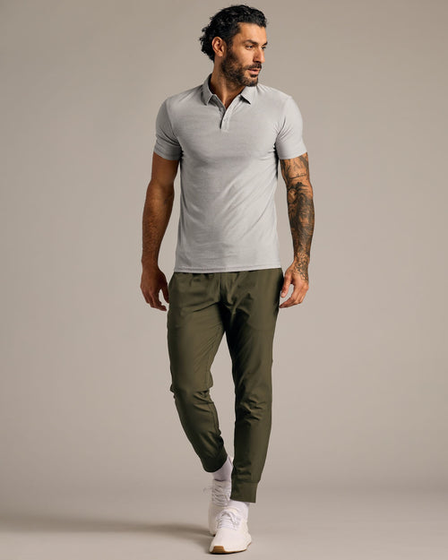 Light Heather Gray Short Sleeve Tall Active Polo