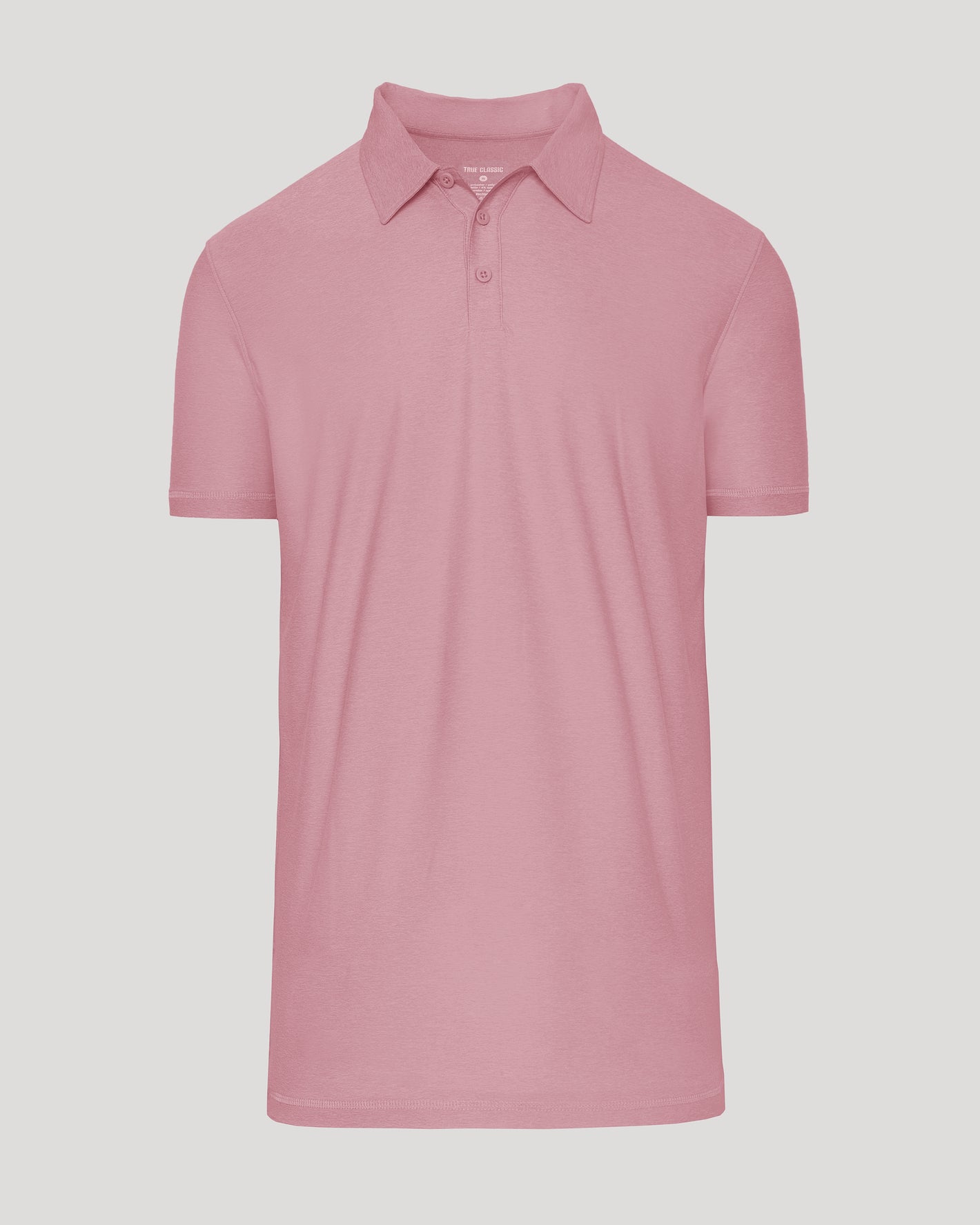 Quartz Rose Short Sleeve Tall Active Polo with fold-over collar and button placket.