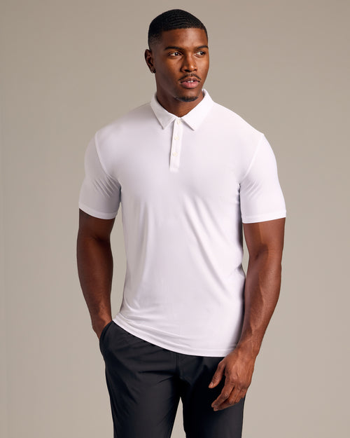 White Short Sleeve Tall Active Polo