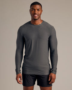 True ClassicCharcoal Heather Gray Long Sleeve Tall Active Crew