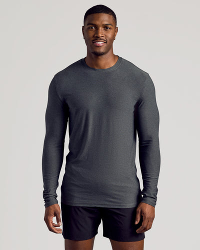 Tall Active Long Sleeve Crew Neck - Charcoal Heather Gray