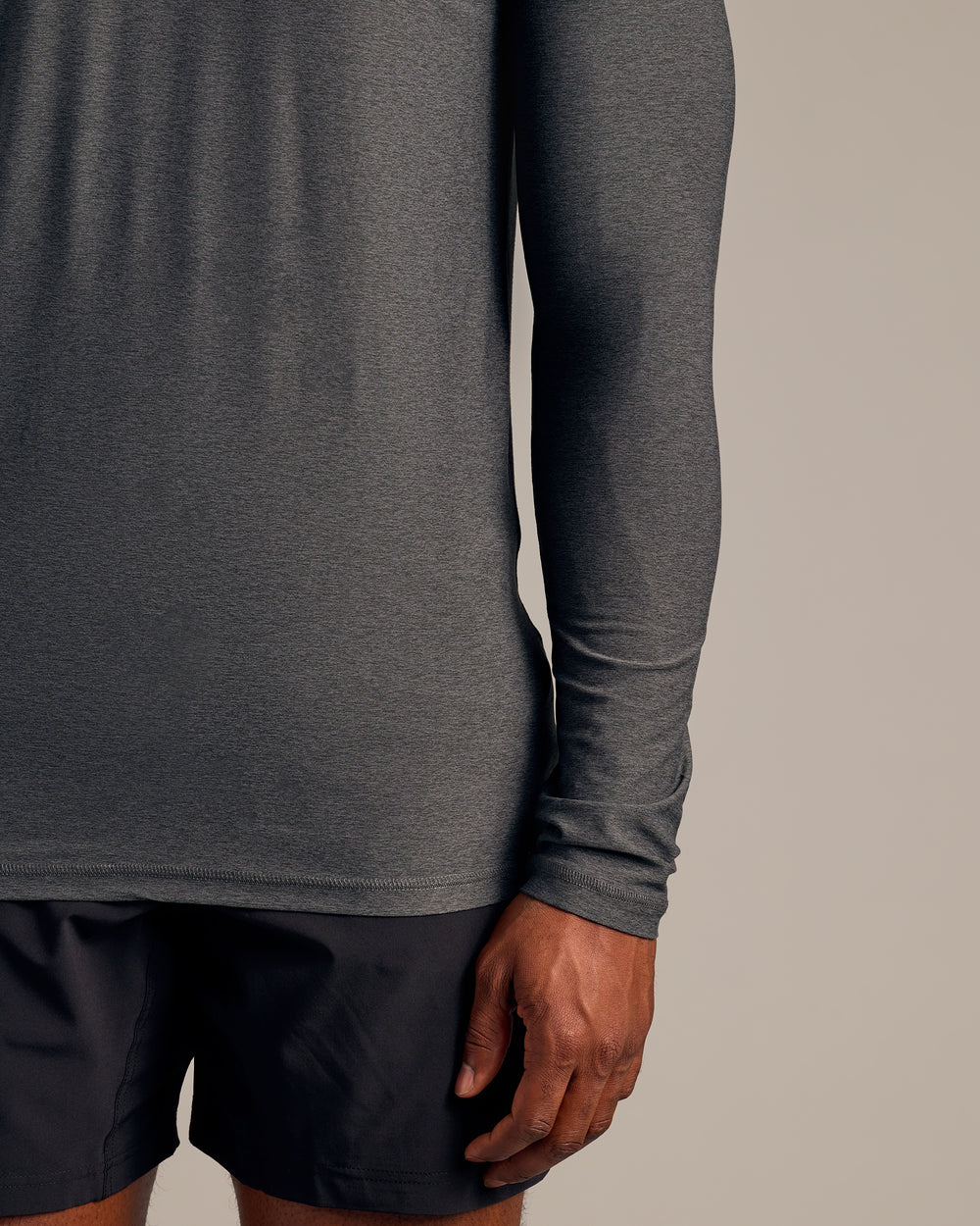 Charcoal Heather Gray Long Sleeve Tall Active Crew