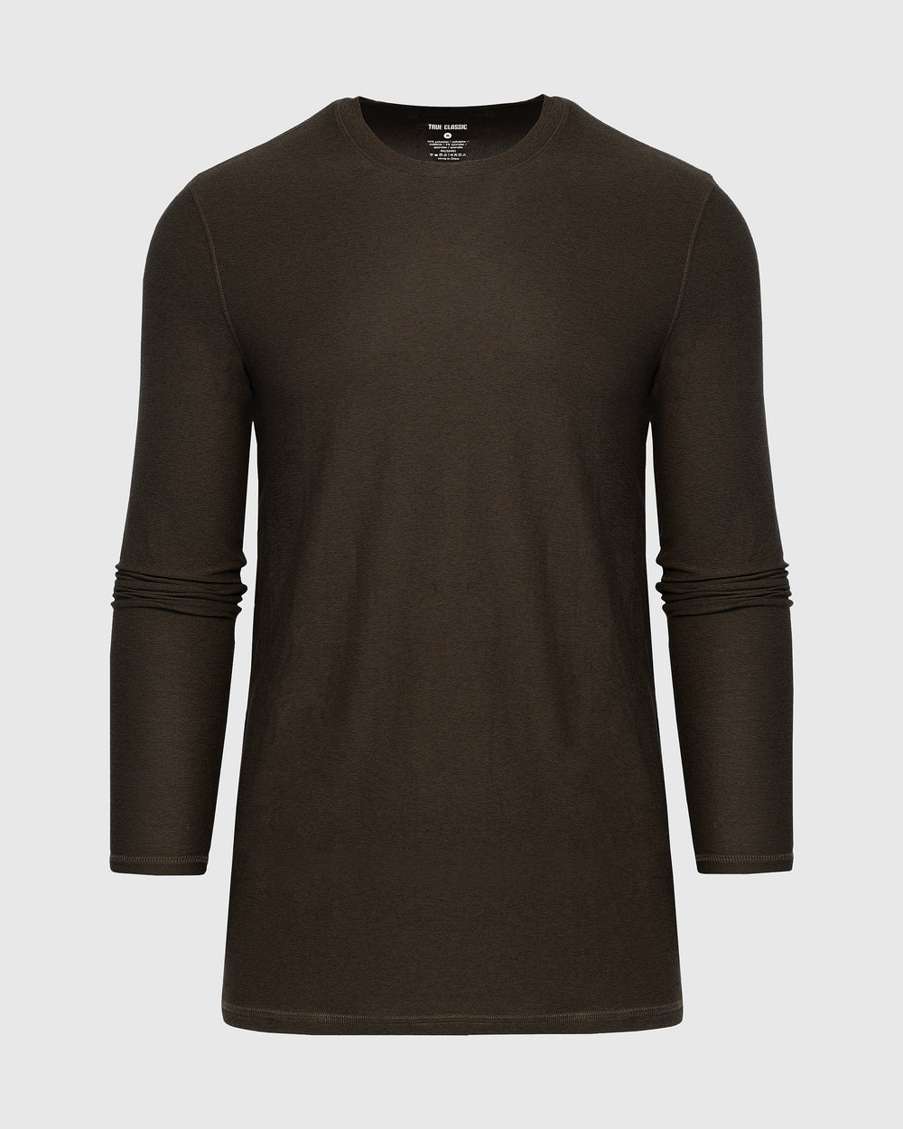 Dark Heather Cocoa Long Sleeve Tall Active Crew