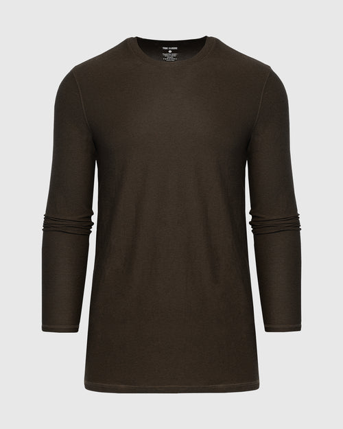 Dark Heather Cocoa Long Sleeve Tall Active Crew