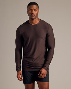 True ClassicDark Heather Cocoa Long Sleeve Tall Active Crew