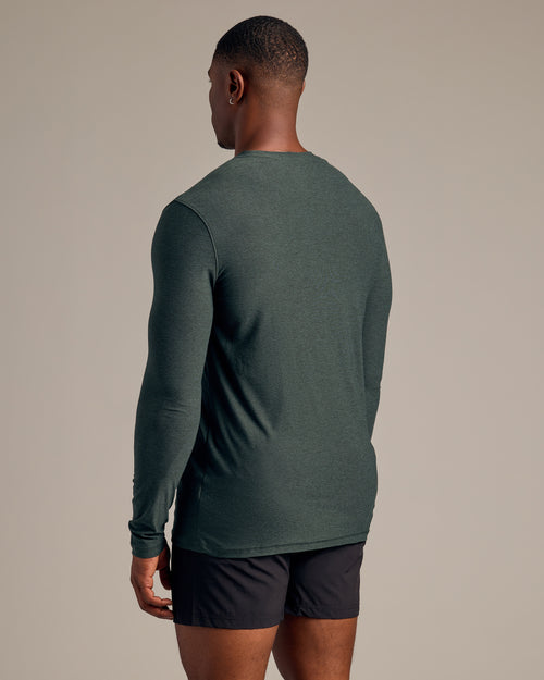 Dark Heather Forest Long Sleeve Tall Active Crew