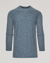 Heather Navy Long Sleeve Tall Active Crew, lightweight knit, crew-neck design.