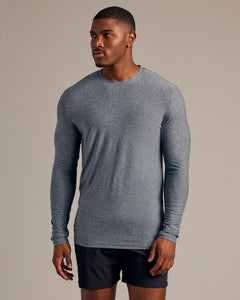 True ClassicHeather Navy Long Sleeve Tall Active Crew