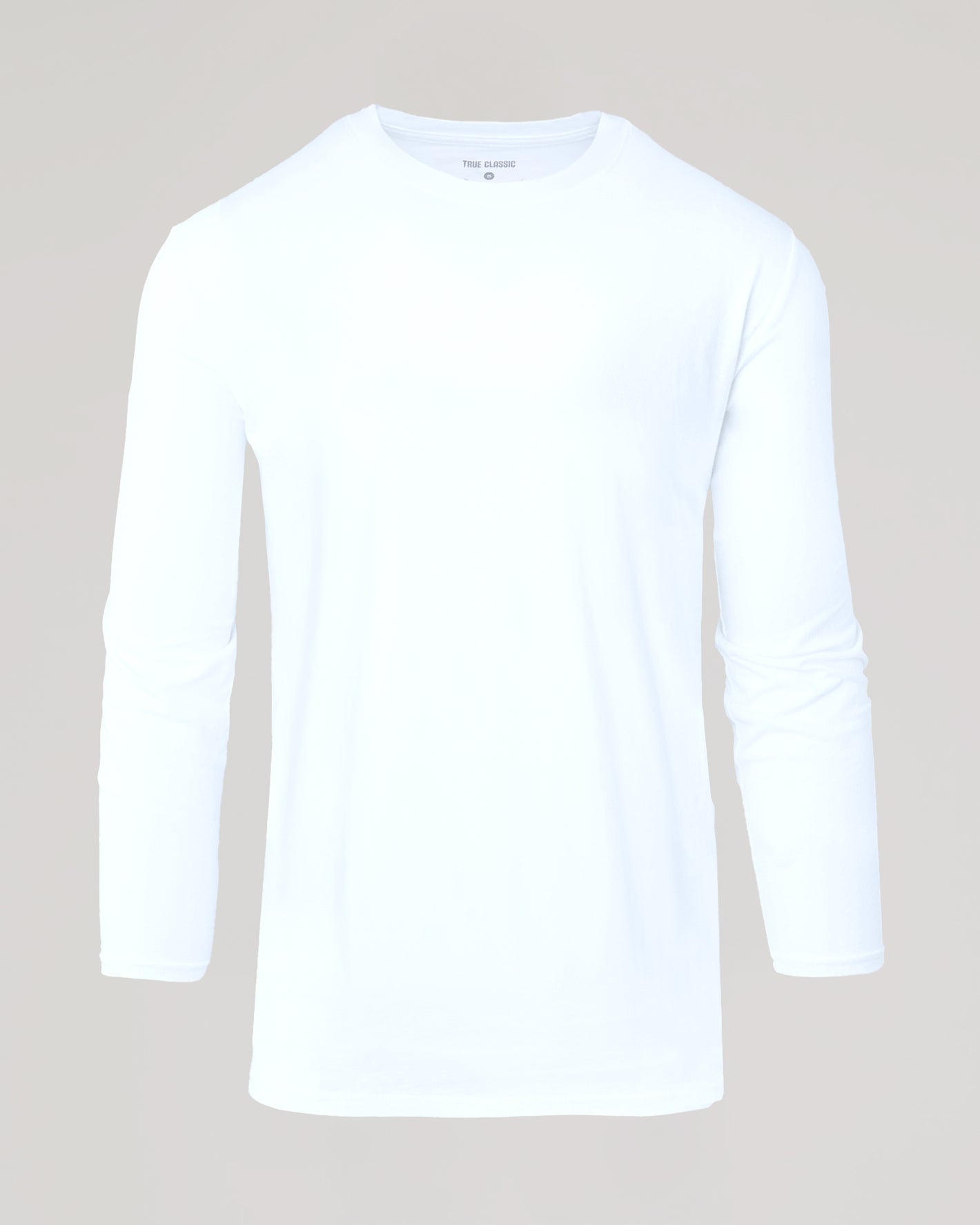 White Long Sleeve Tall Active Crew for athletic performance and comfort.