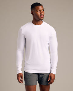 True ClassicWhite Long Sleeve Tall Active Crew