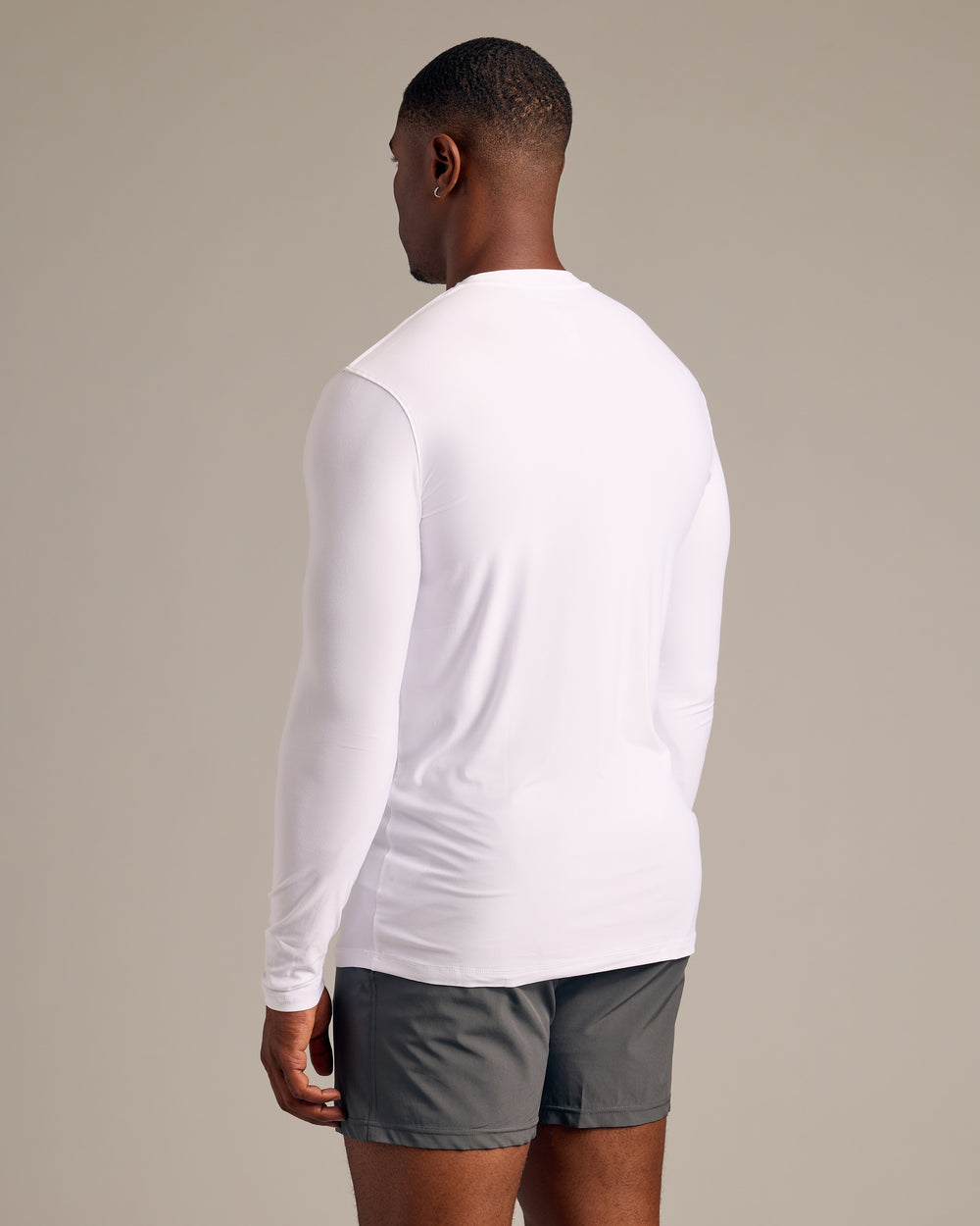 White Long Sleeve Tall Active Crew