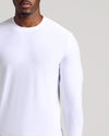Man wearing White Long Sleeve Tall Active Crew shirt.