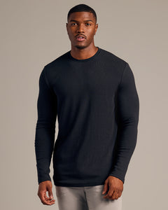 True ClassicBlack Long Sleeve Tall Waffle Crew