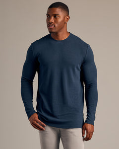 True ClassicNavy Long Sleeve Tall Waffle Crew