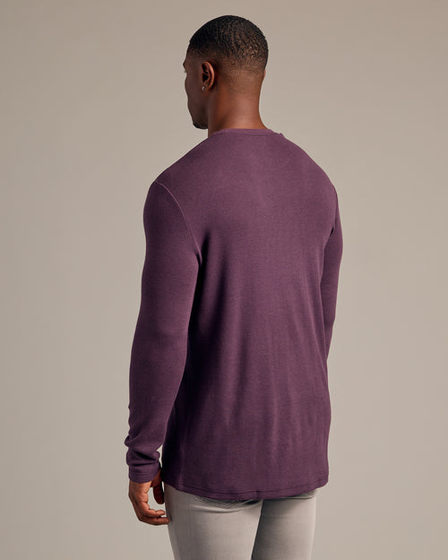 Plum Long Sleeve Tall Waffle Crew