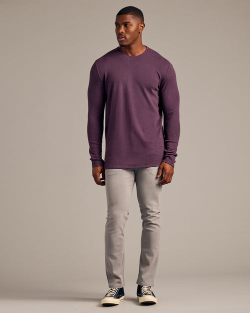 Plum Long Sleeve Tall Waffle Crew