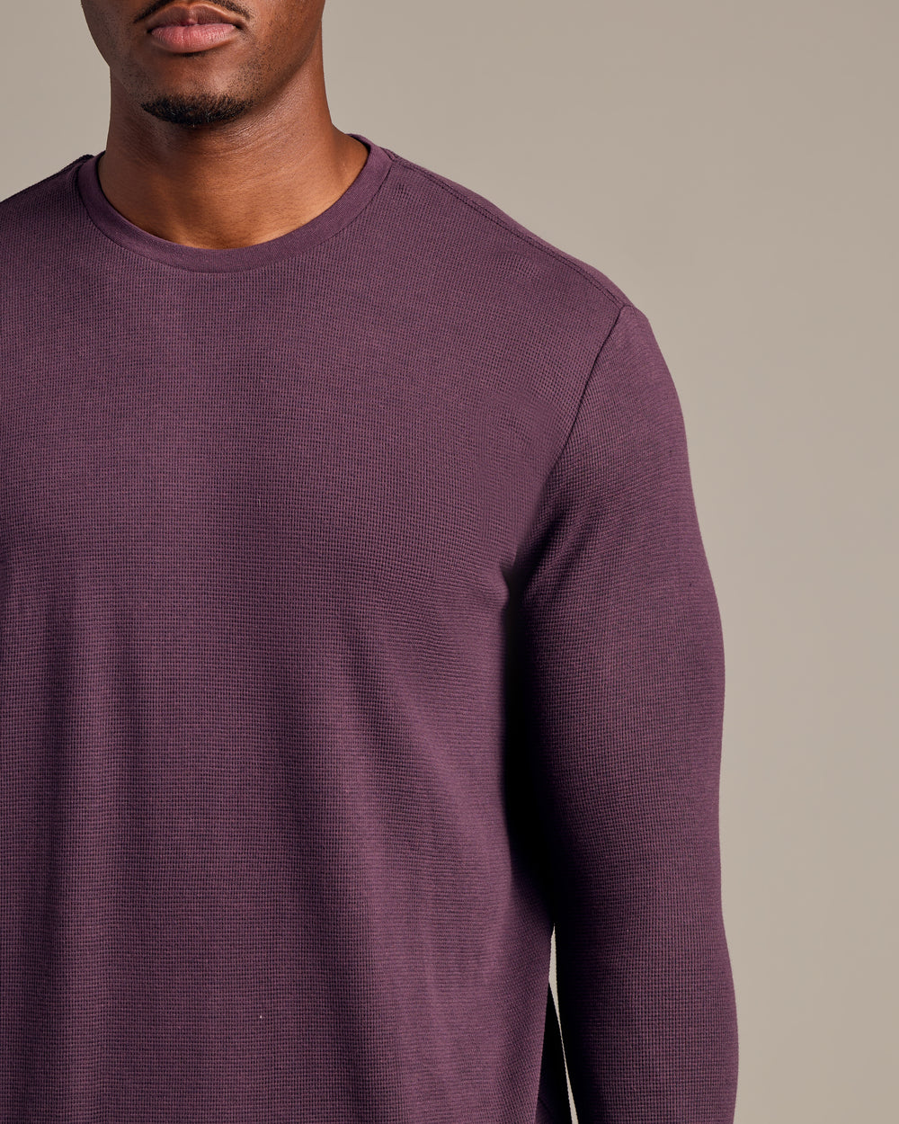 Plum Long Sleeve Tall Waffle Crew