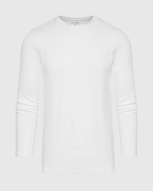 White Long Sleeve Tall Waffle Crew