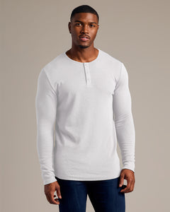 True ClassicWhite Tall Waffle Long Sleeve Henley