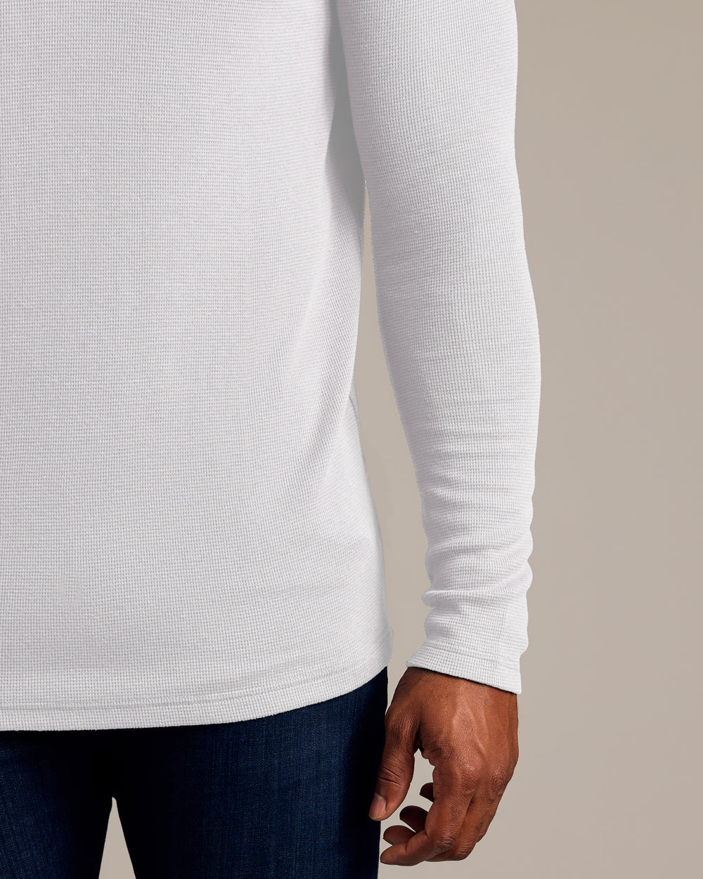 White Tall Waffle Long Sleeve Henley