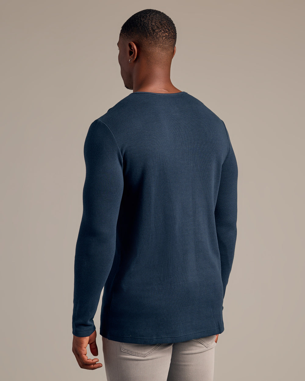 Navy Tall Waffle Long Sleeve Henley