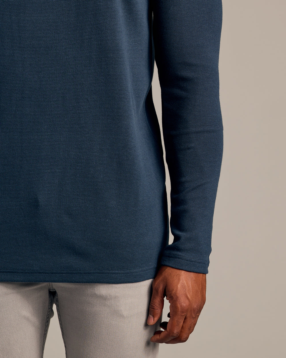 Navy Tall Waffle Long Sleeve Henley