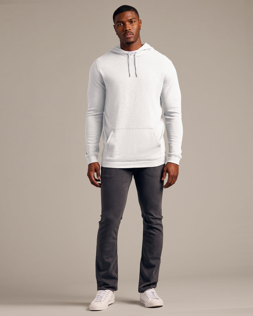 White Tall Waffle Hoodie