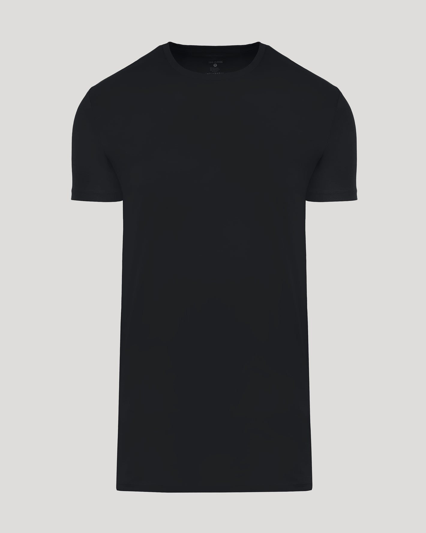 Black Tall Premium Pima Crew Neck T-shirt, short-sleeved, crew-neck, laid flat.