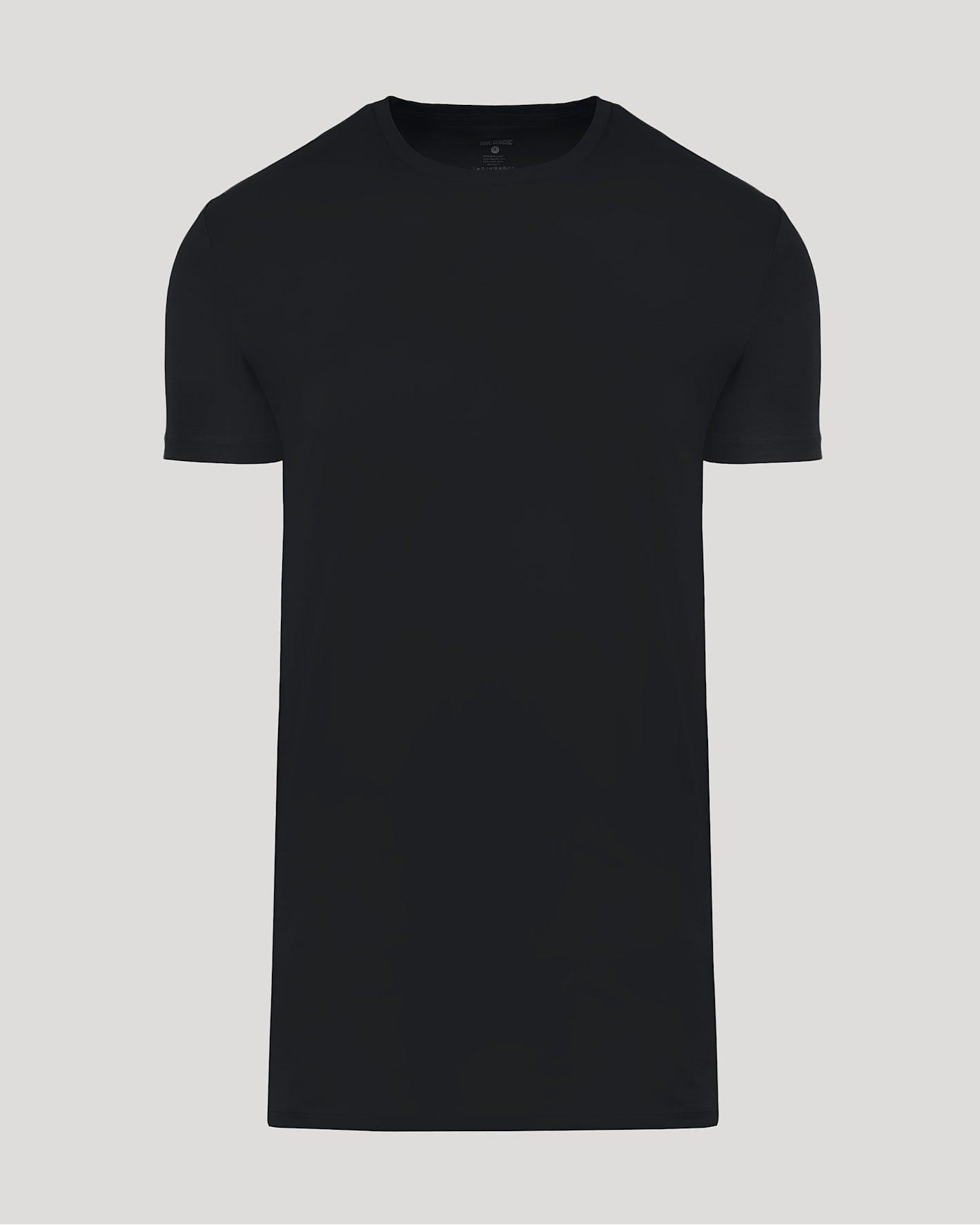 Black Tall Pima Cotton Blend Crew shirt displayed on a neutral background, showcasing a classic fit and smooth fabric texture for men's basics.