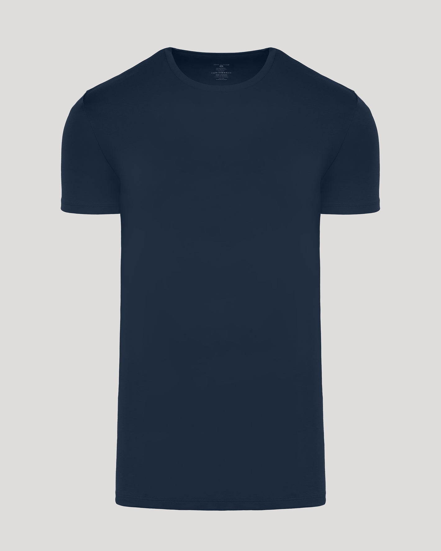 Navy Tall Premium Pima Crew Neck T-shirt against a gray backdrop.