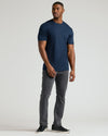 Navy Tall Premium Pima Crew Neck on casually dressed man.