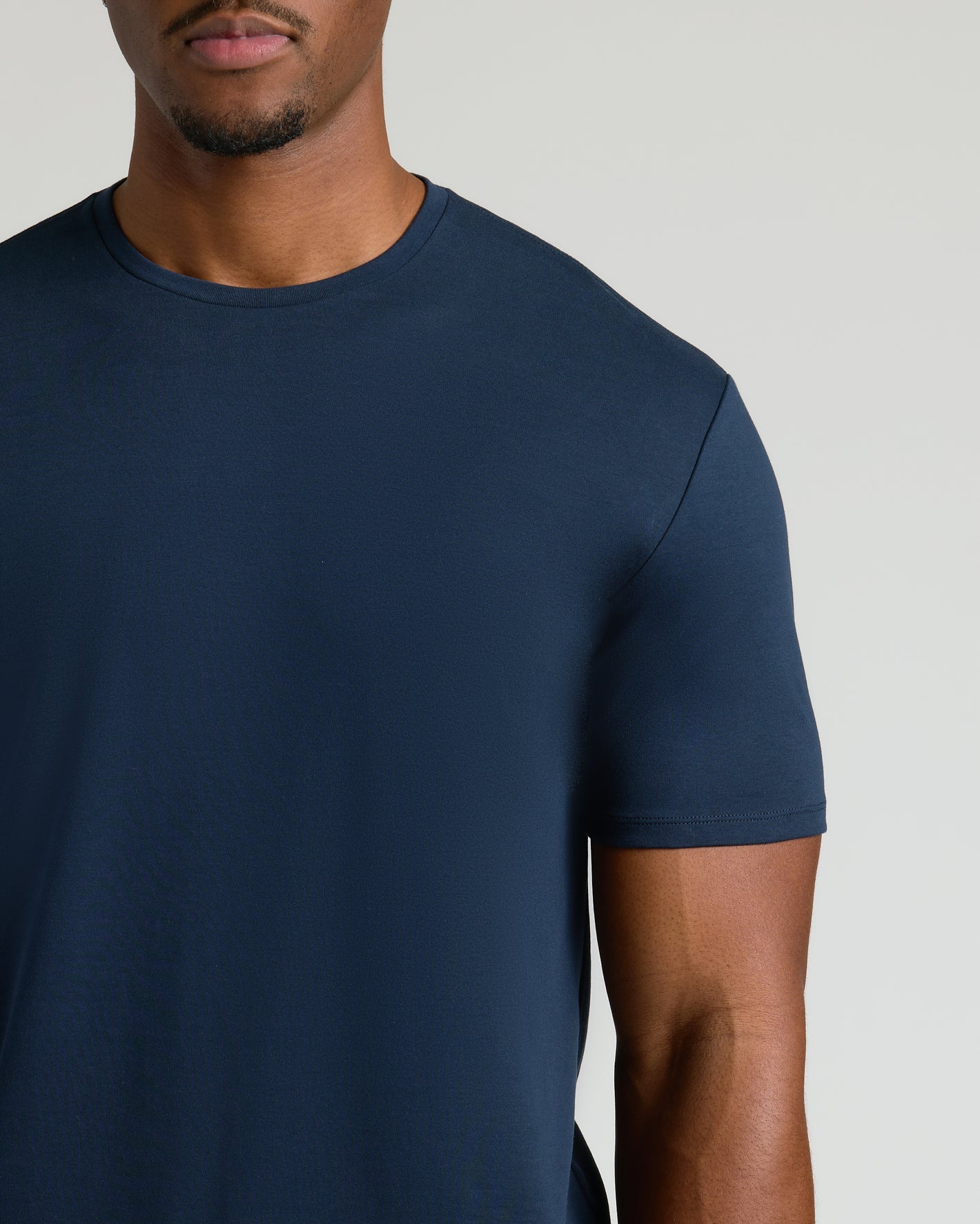 Navy Tall Premium Pima Crew Neck T-shirt on model's upper torso.