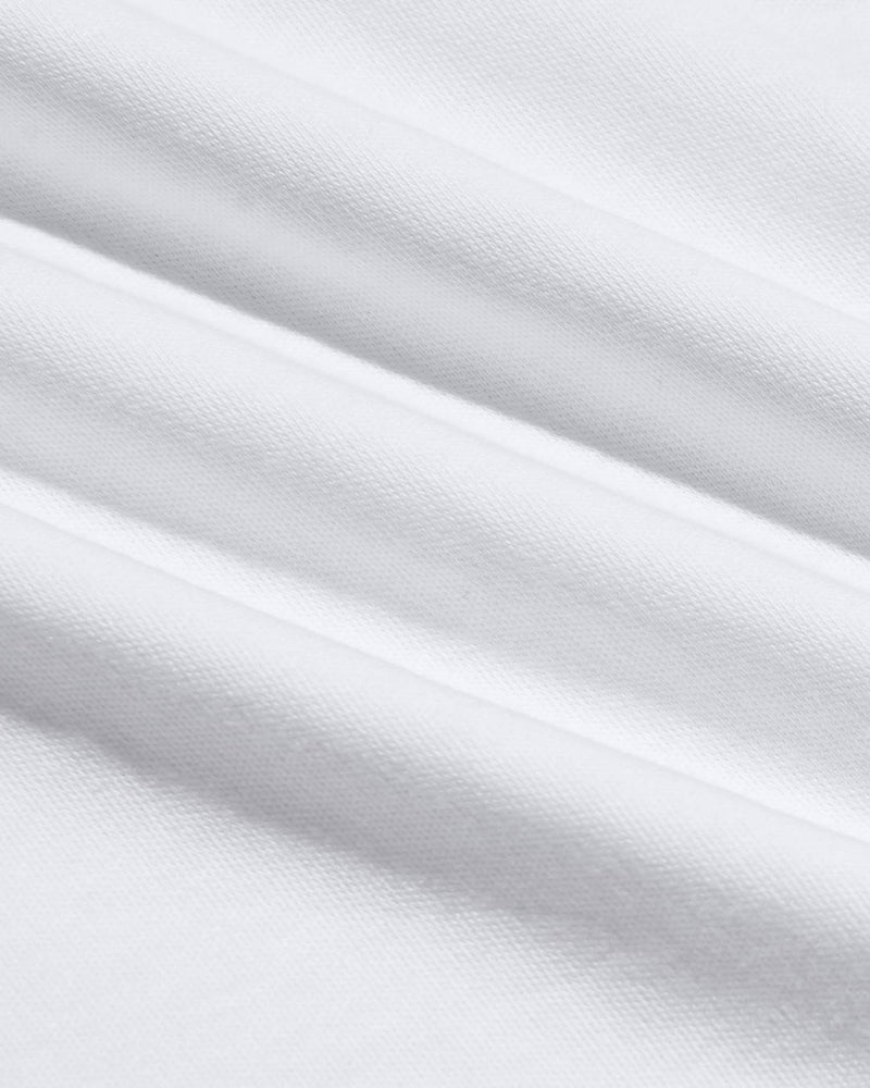 Pima Cotton Blend Curved Hem Crew fabric close-up, showcasing weave texture.
