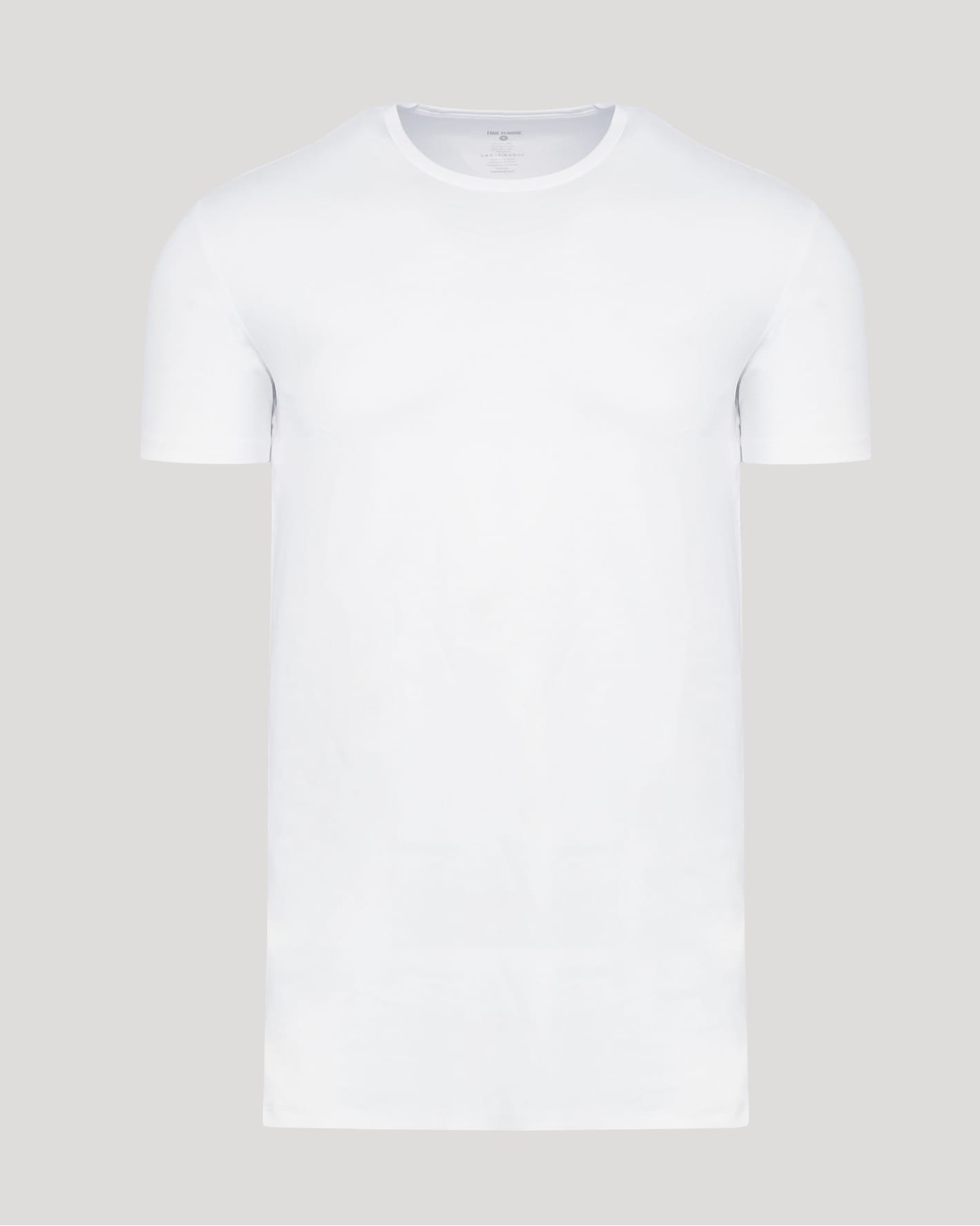 White Tall Pima Cotton Blend Crew in classic white, featuring a clean crew neck and short sleeves, designed as a comfortable men's basic essential.