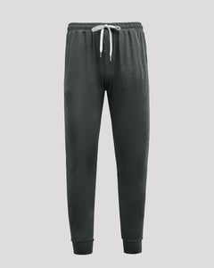 True ClassicCharcoal Heather Gray Tall Active Joggers with white drawstring and ribbed cuffs.