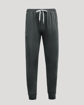 Charcoal Heather Gray Tall Active Joggers with white drawstring and ribbed cuffs.