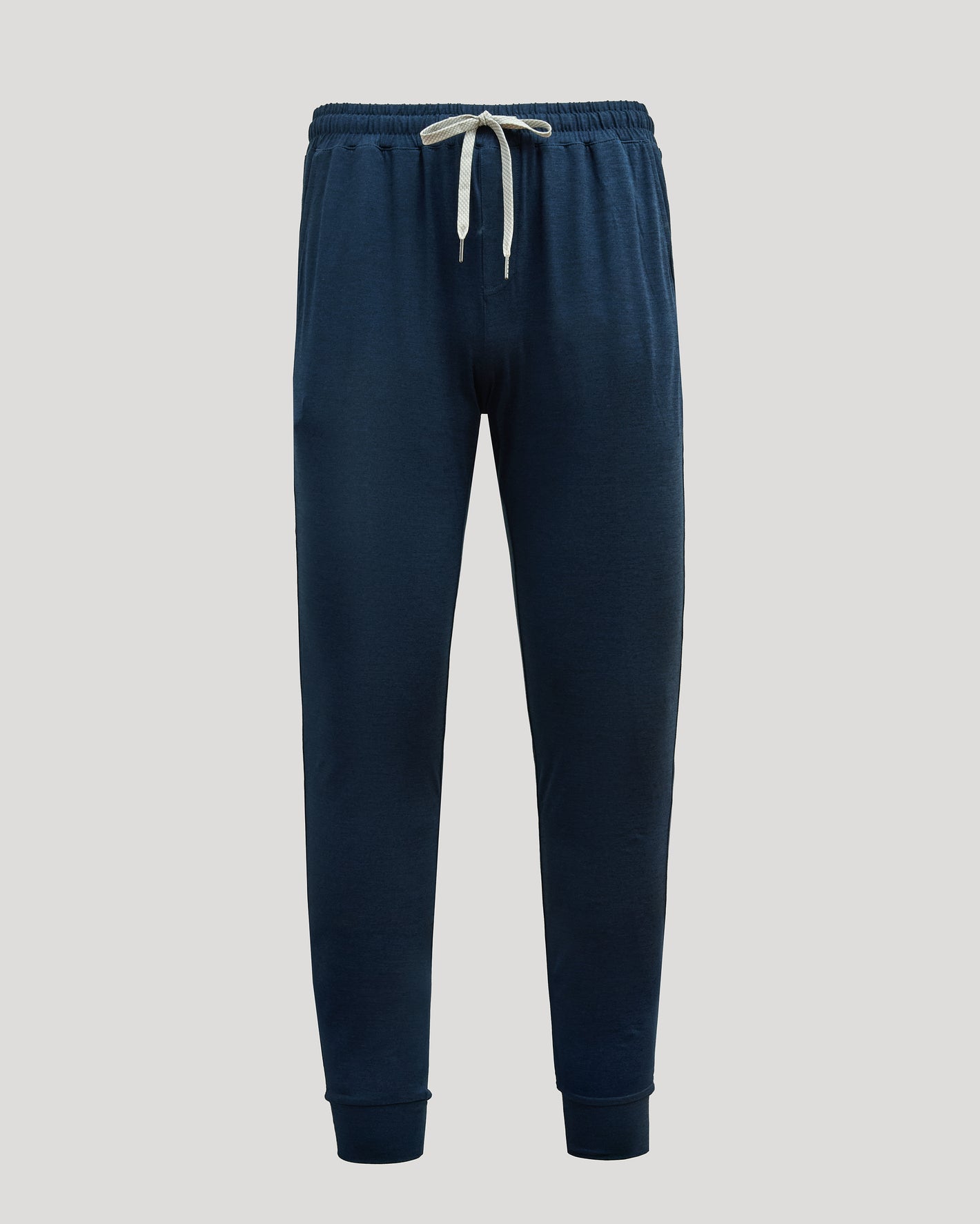 Dark Heather Navy Tall Active Joggers with elastic waistband, white drawstring.