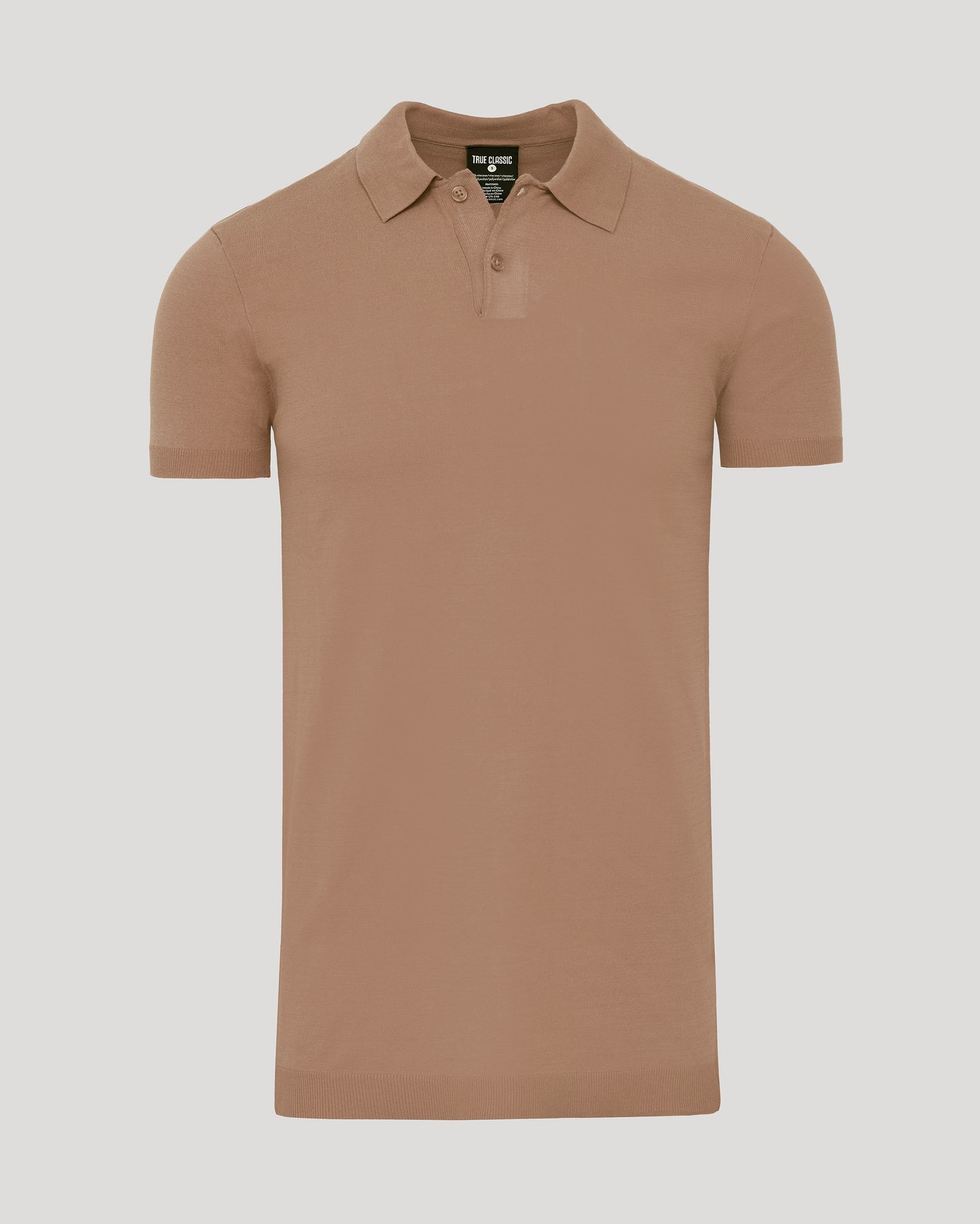 Truffle Tall Dressy Polo with ribbed cuffs and classic collar.