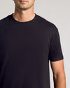 All Black Short Sleeve Tall Curved Hem Crew T-shirt worn by male model.