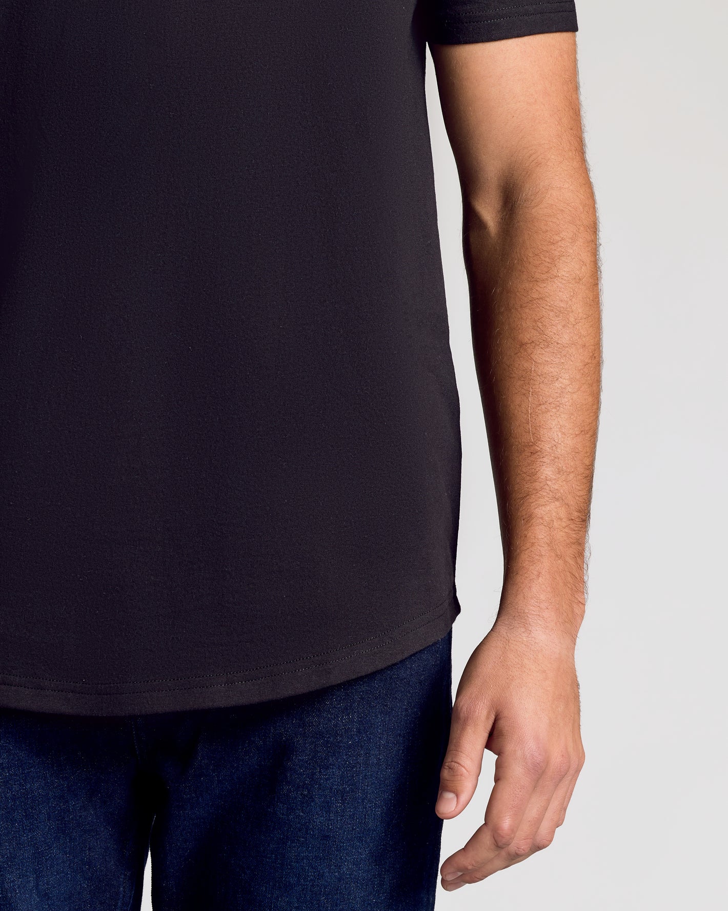 Black Classic Tall Curved Hem Crew 10-Pack on model's midsection.