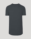 Carbon Short Sleeve Tall Curved Hem Crew, dark-gray, front view, neutral background.