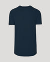 Navy Short Sleeve Tall Curved Hem Crew displayed front-on.