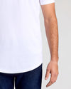 White Classic Tall Curved Hem Crew 10-Pack worn with dark jeans.