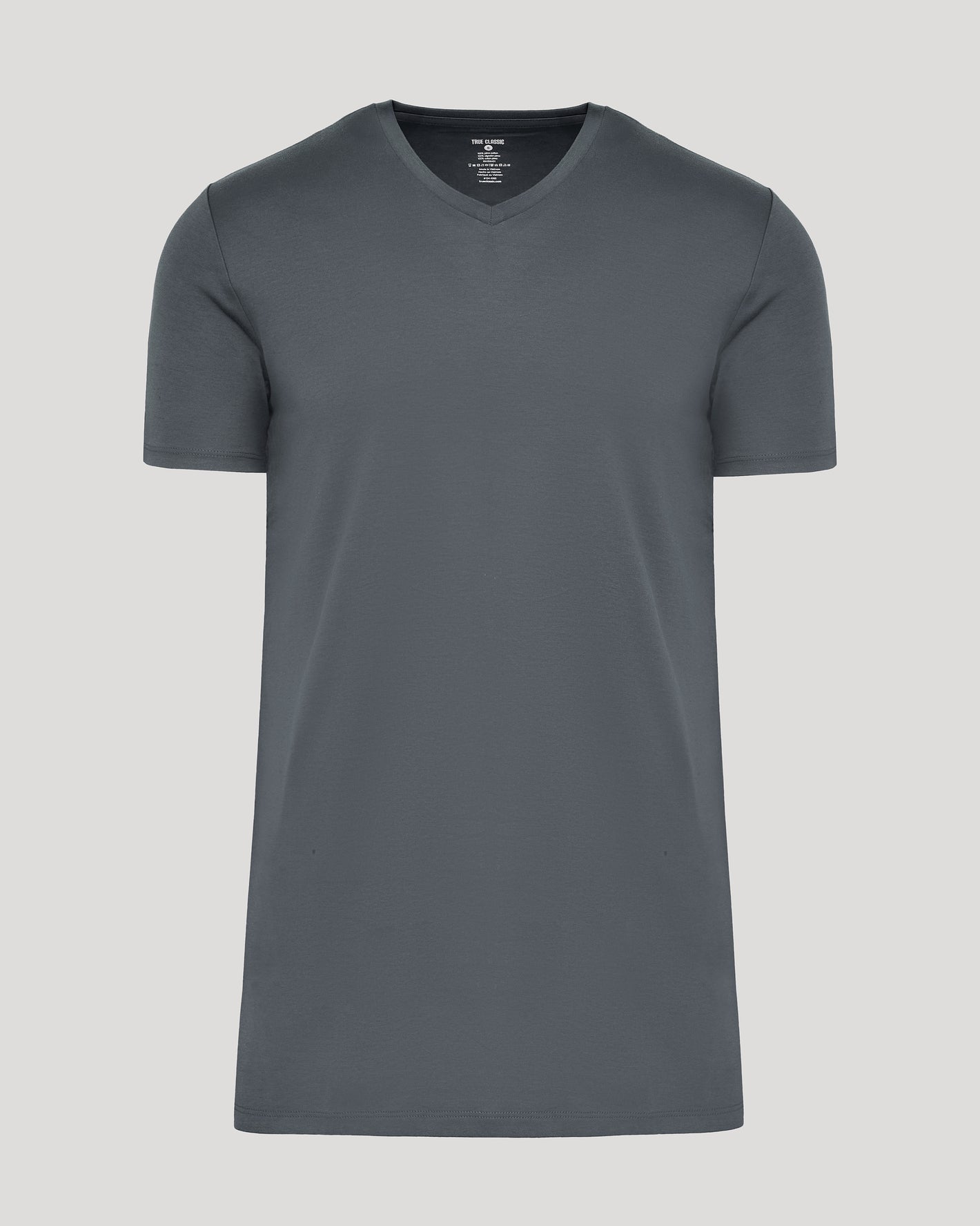 Carbon Tall Premium Pima V-Neck, slate-blue, front view, tailored fit.