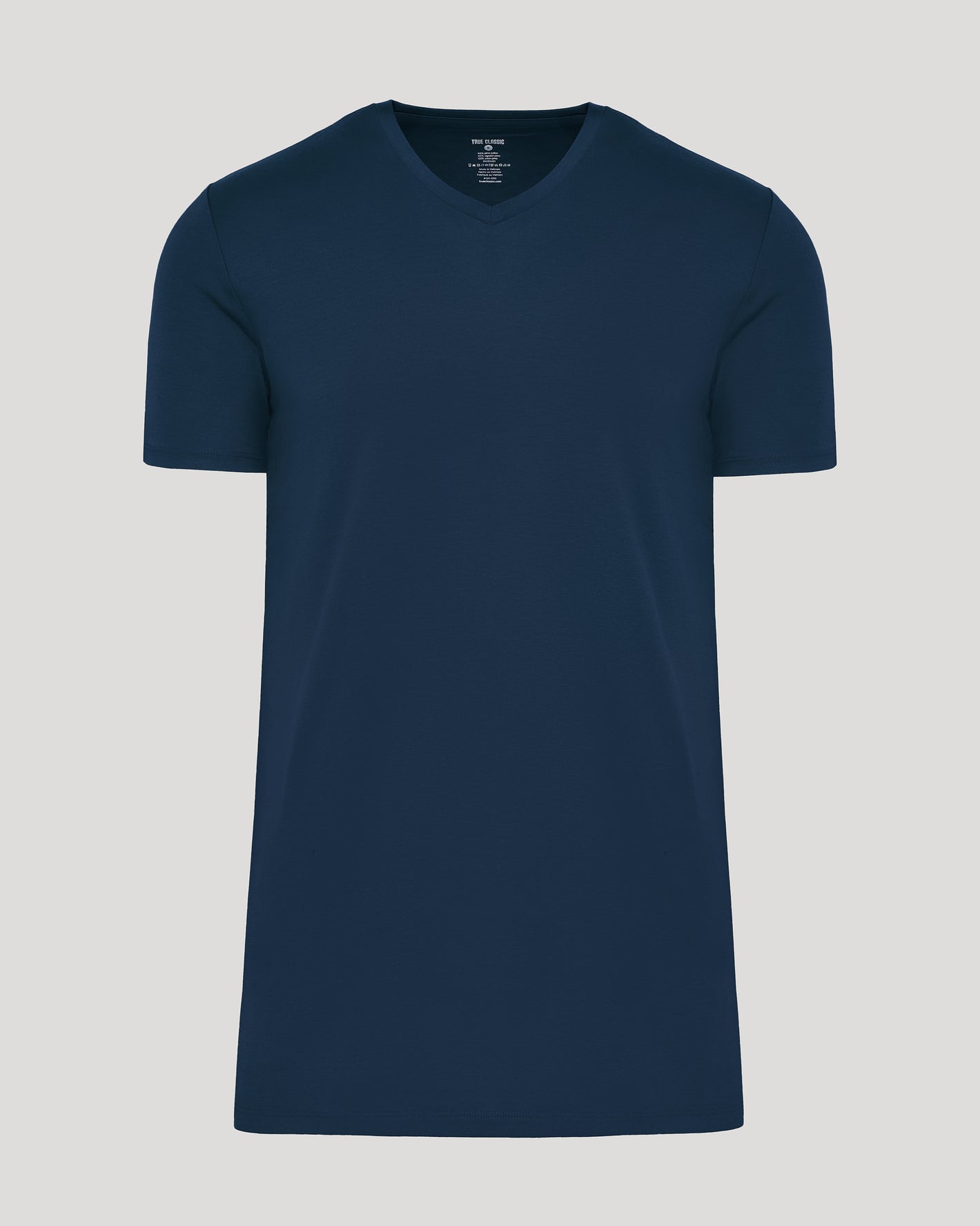 Navy Tall Premium Pima V-Neck T-shirt, front view, short sleeves.